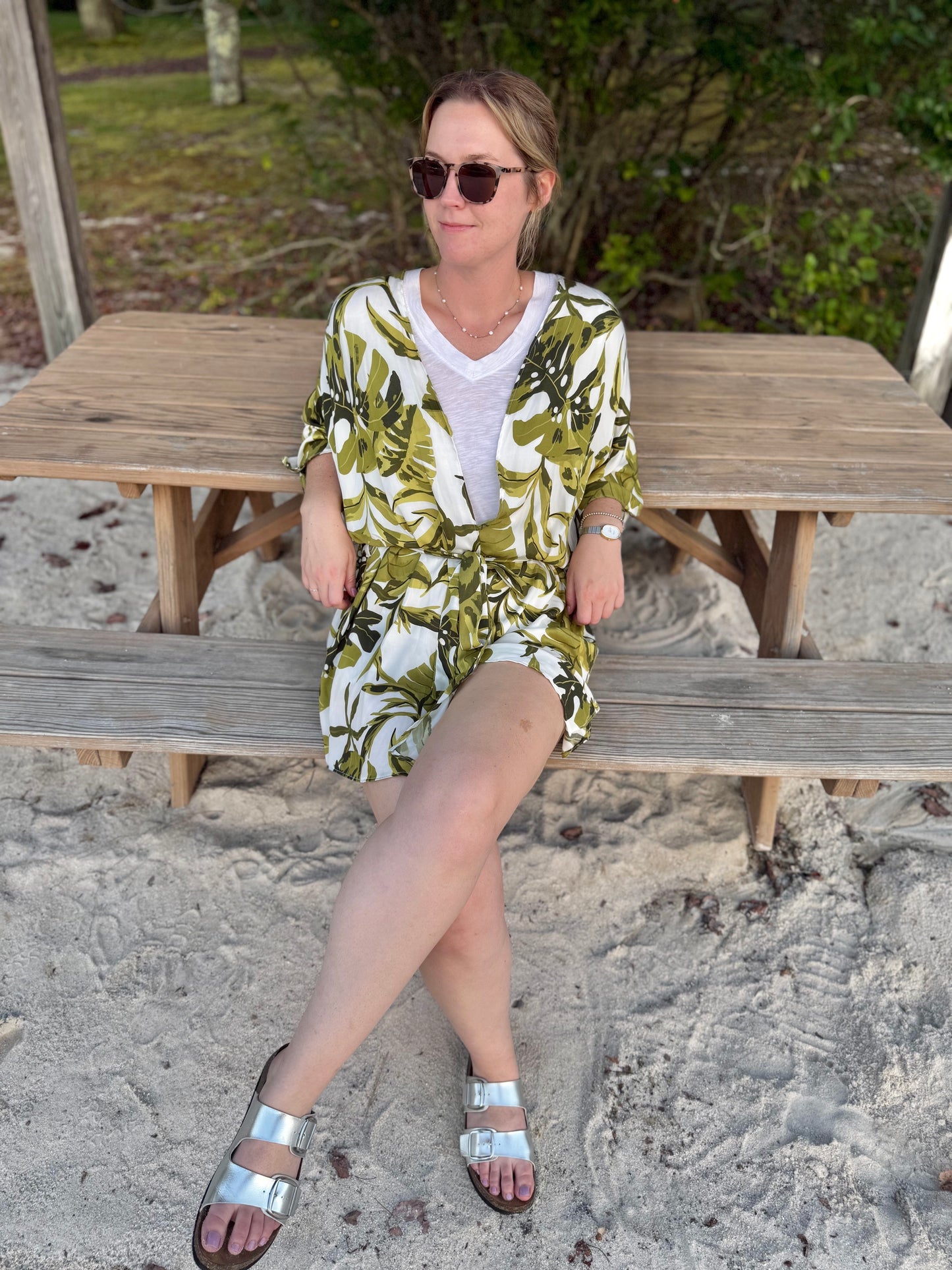 Women's Tropical Leaf Kimono