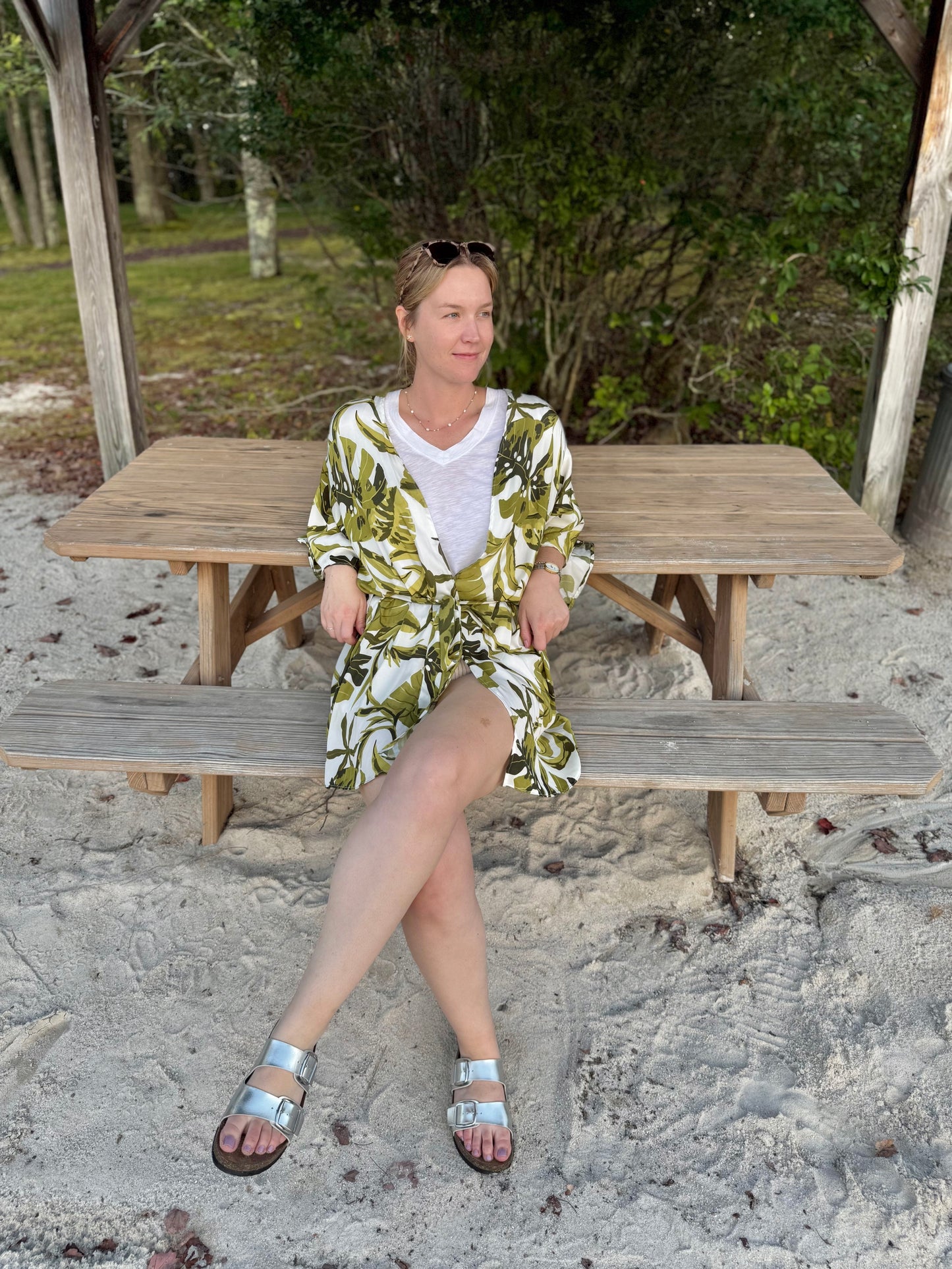 Women's Tropical Leaf Kimono