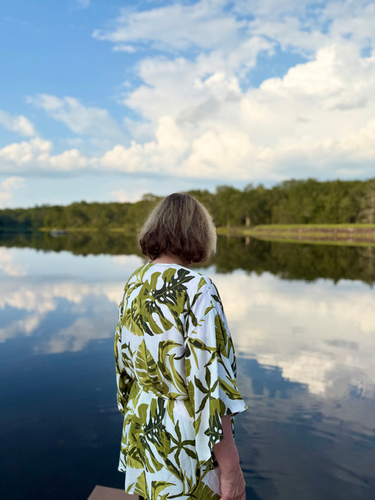 Women's Tropical Leaf Kimono